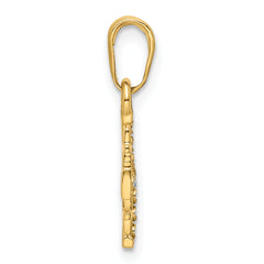 14K w/Rhodium D/C Jerusalem Cross Pendant