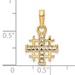 14K w/Rhodium D/C Jerusalem Cross Pendant