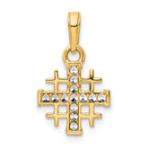 14K w/Rhodium D/C Jerusalem Cross Pendant