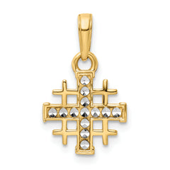 14K w/Rhodium D/C Jerusalem Cross Pendant