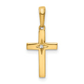 14K w/Rhodium D/C Cross Pendant