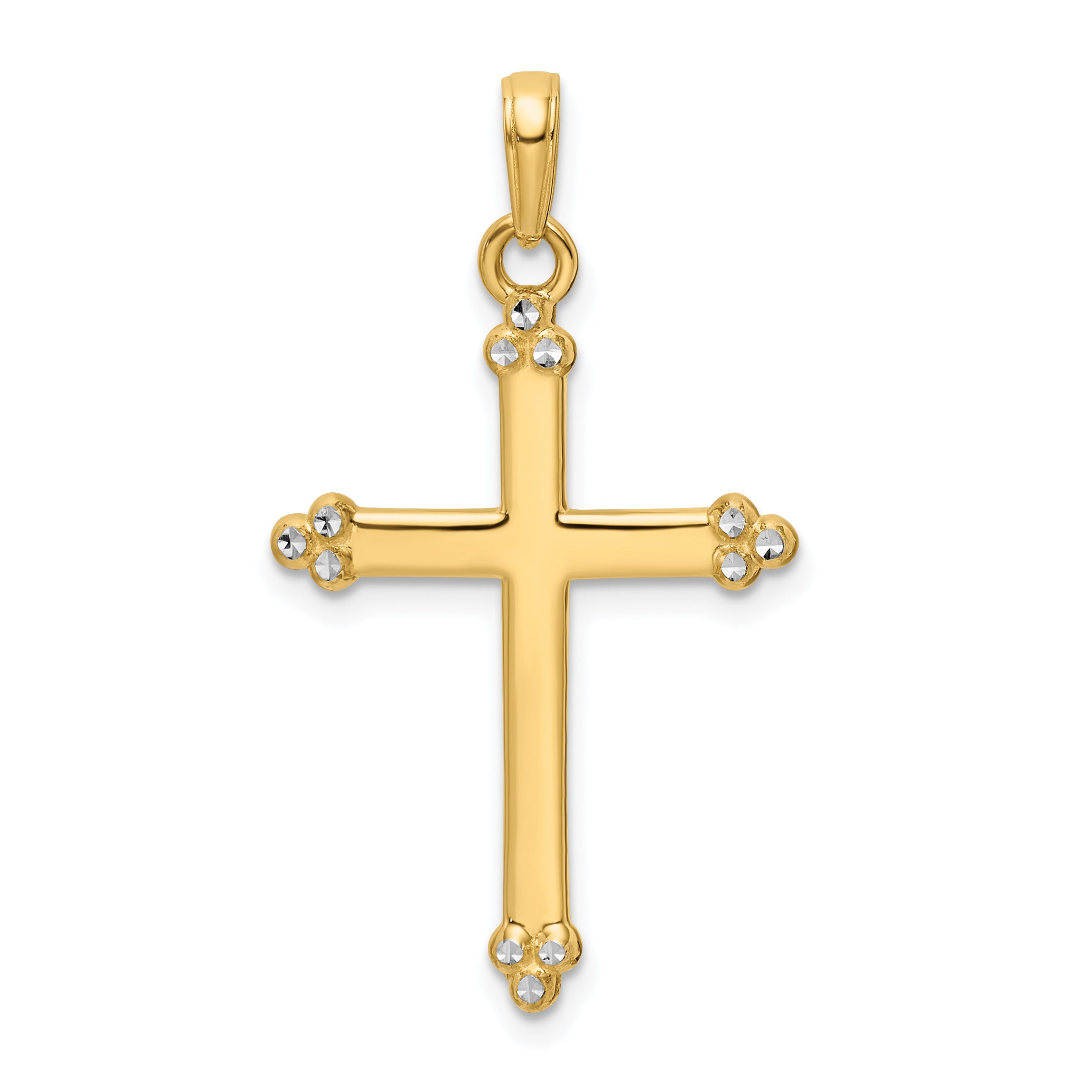 14K w/Rhodium D/C Cross Pendant