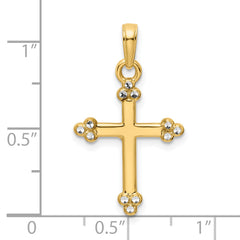 14K w/Rhodium D/C Cross Pendant