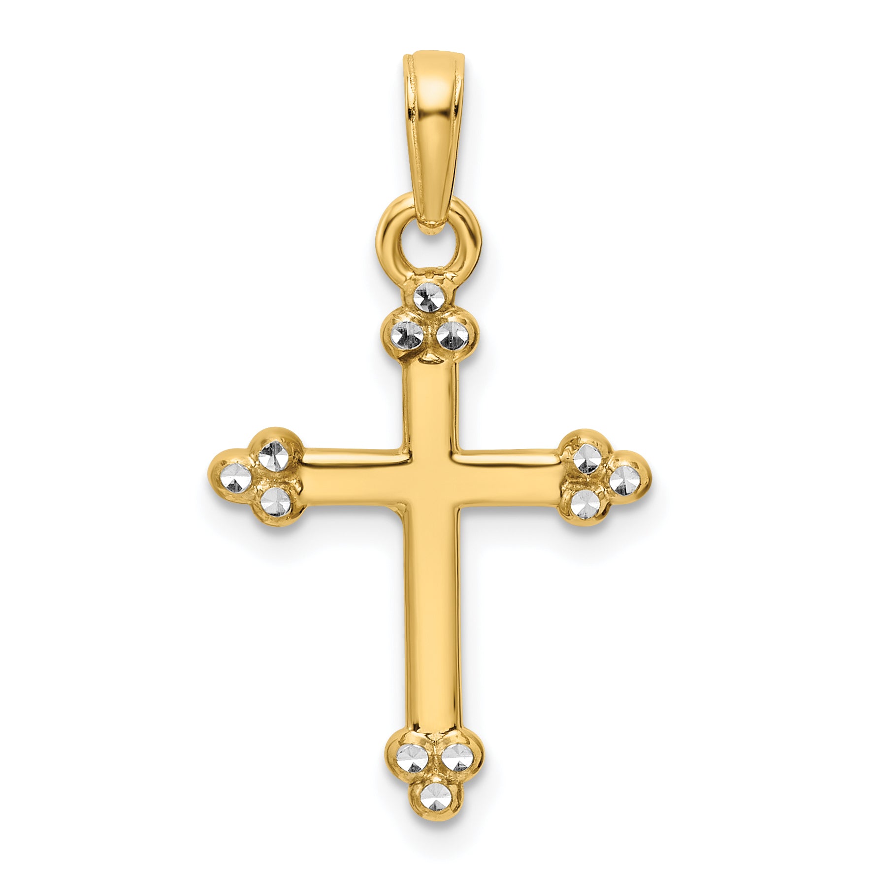 14K w/Rhodium D/C Cross Pendant