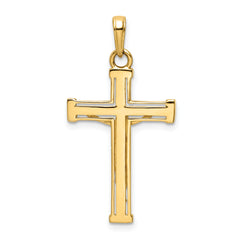 14K w/Rhodium D/C Crucifix Pendant