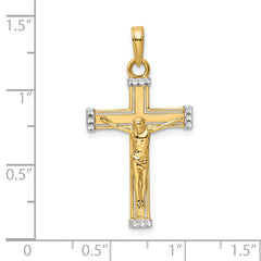 14K w/Rhodium D/C Crucifix Pendant