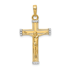 14K w/Rhodium D/C Crucifix Pendant