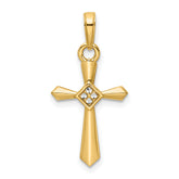 14K w/Rhodium D/C Cross Pendant