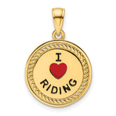 14K I Heart Horses/I Heart Riding Enameled Reversible Pendant