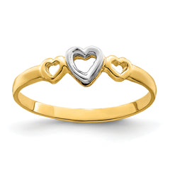 14k Two-tone Gold Hearts Ring