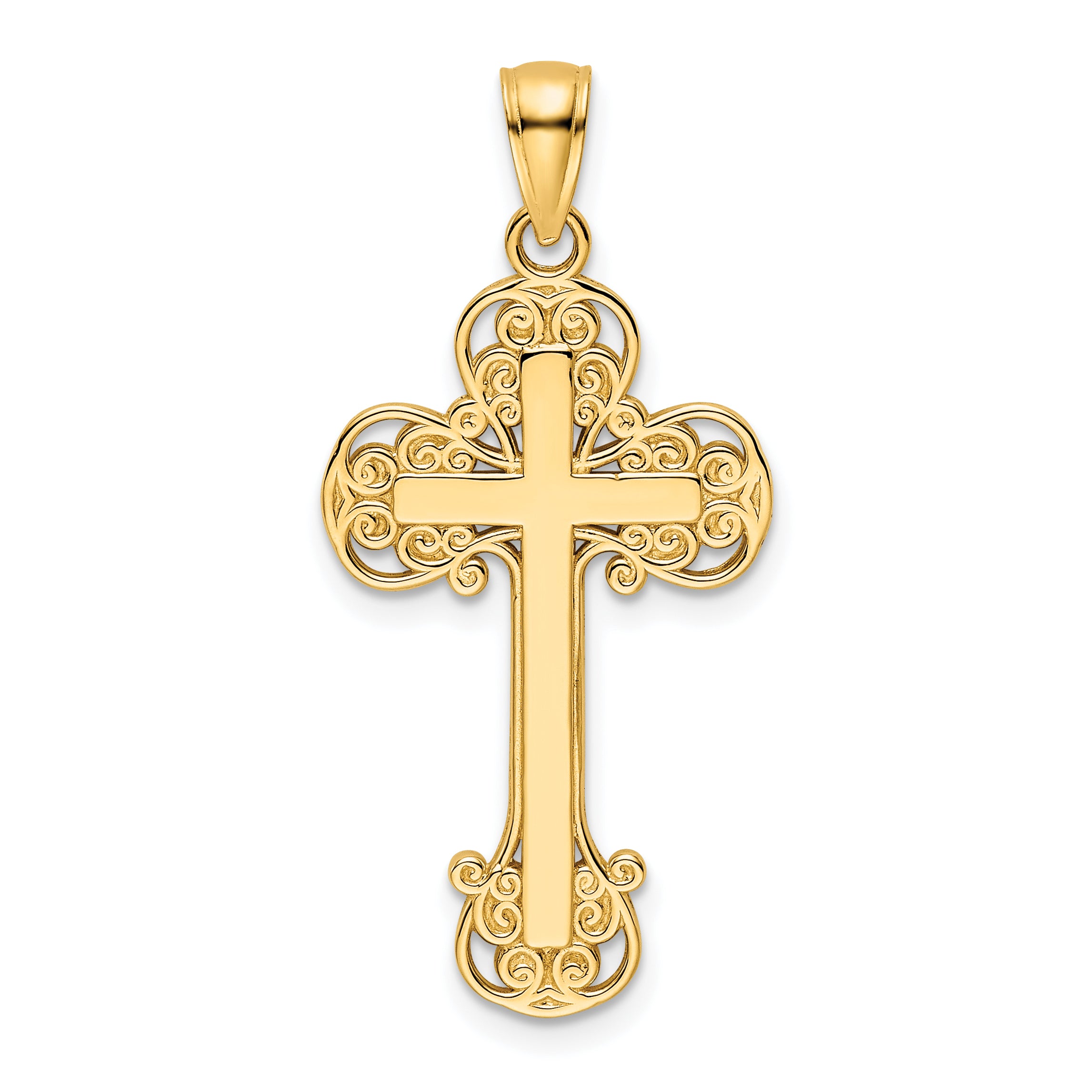 14K Polished Fancy Cross Pendant