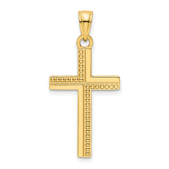 14K Polished Beaded Cross Pendant