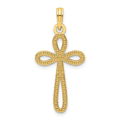 14K Beaded Cross Pendant