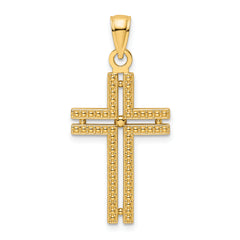 14K Beaded Cross Pendant