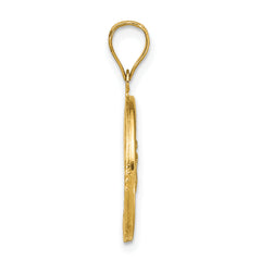 14K Rose and White-plated Polished CZ Baguettes Mary Round Pendant