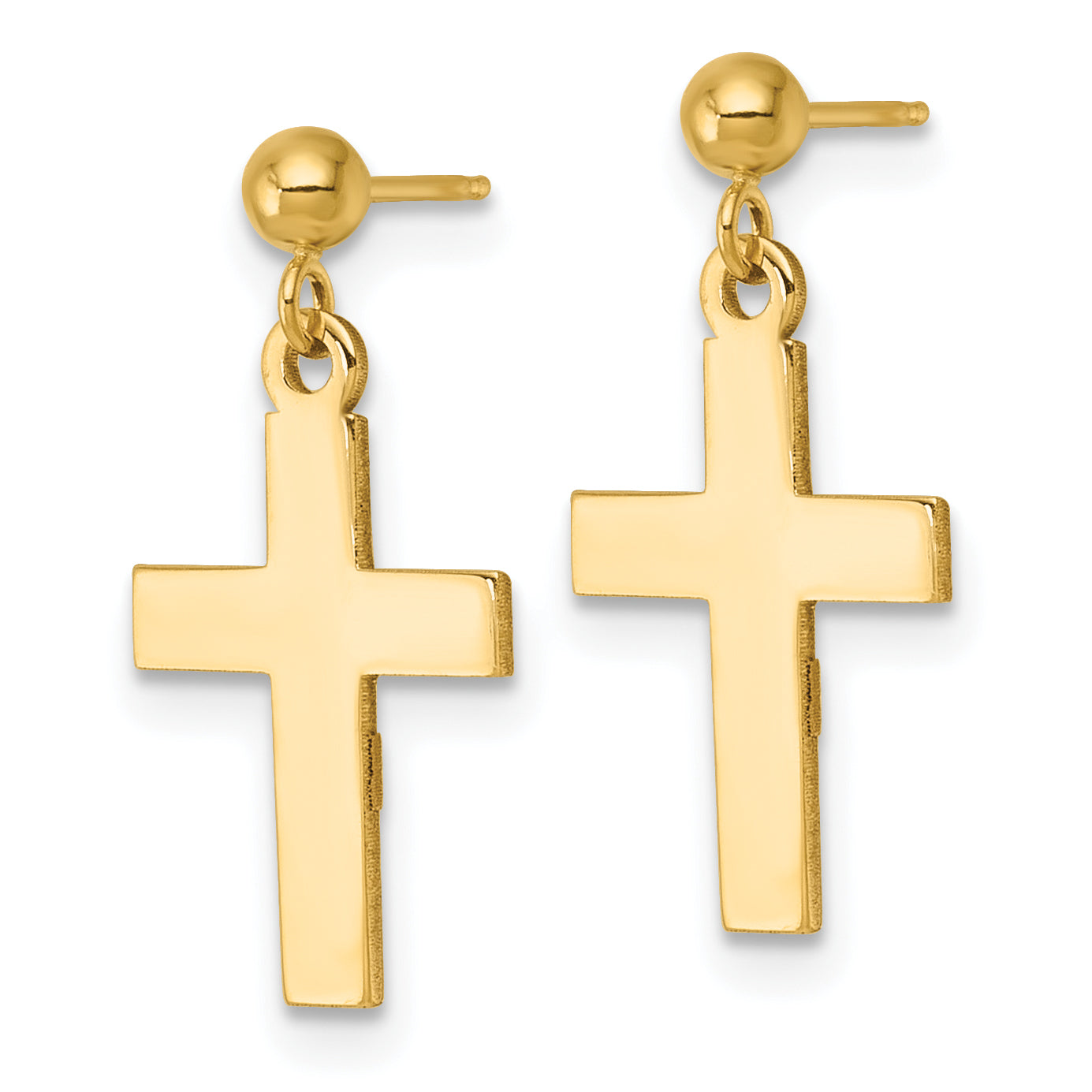 14k Polished Cross Earrings