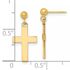 14k Polished Cross Earrings