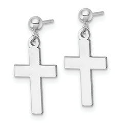 14k White Gold Polished Cross Earrings
