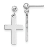 14k White Gold Polished Cross Earrings