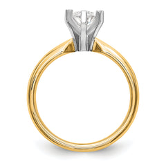 14k Two-Tone 1/2 carat Medium-Weight Comfort-Fit 6-Prong Tulip-Head Marquise Solitaire Ring Mounting (No Stone Included)