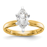 14k Two-Tone 5/8 carat Medium-Weight Comfort-Fit 6-Prong Tulip-Head Marquise Solitaire Ring Mounting (No Stone Included)