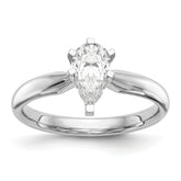 14k White Gold 1 carat Medium-Weight Comfort-Fit 6-Prong Tulip-Head Pear Solitaire Ring Mounting (No Stone Included)