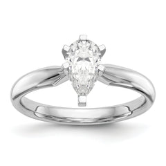 14k White Gold 2 carat Medium-Weight Comfort-Fit 6-Prong Tulip-Head Pear Solitaire Ring Mounting (No Stone Included)