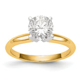 14k Two-Tone 1 carat Lightweight Knife Edge/Half-Round 4-Prong Round Solitaire Ring Mounting (No Stone Included)
