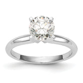14k White Gold 1 carat Lightweight Knife Edge/Half-Round 4-Prong Round Solitaire Ring Mounting (No Stone Included)