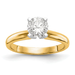 14k Two-Tone 2 carat Medium-Weight Knife Edge/Half-Round 4-Prong Round Solitaire Ring Mounting (No Stone Included)