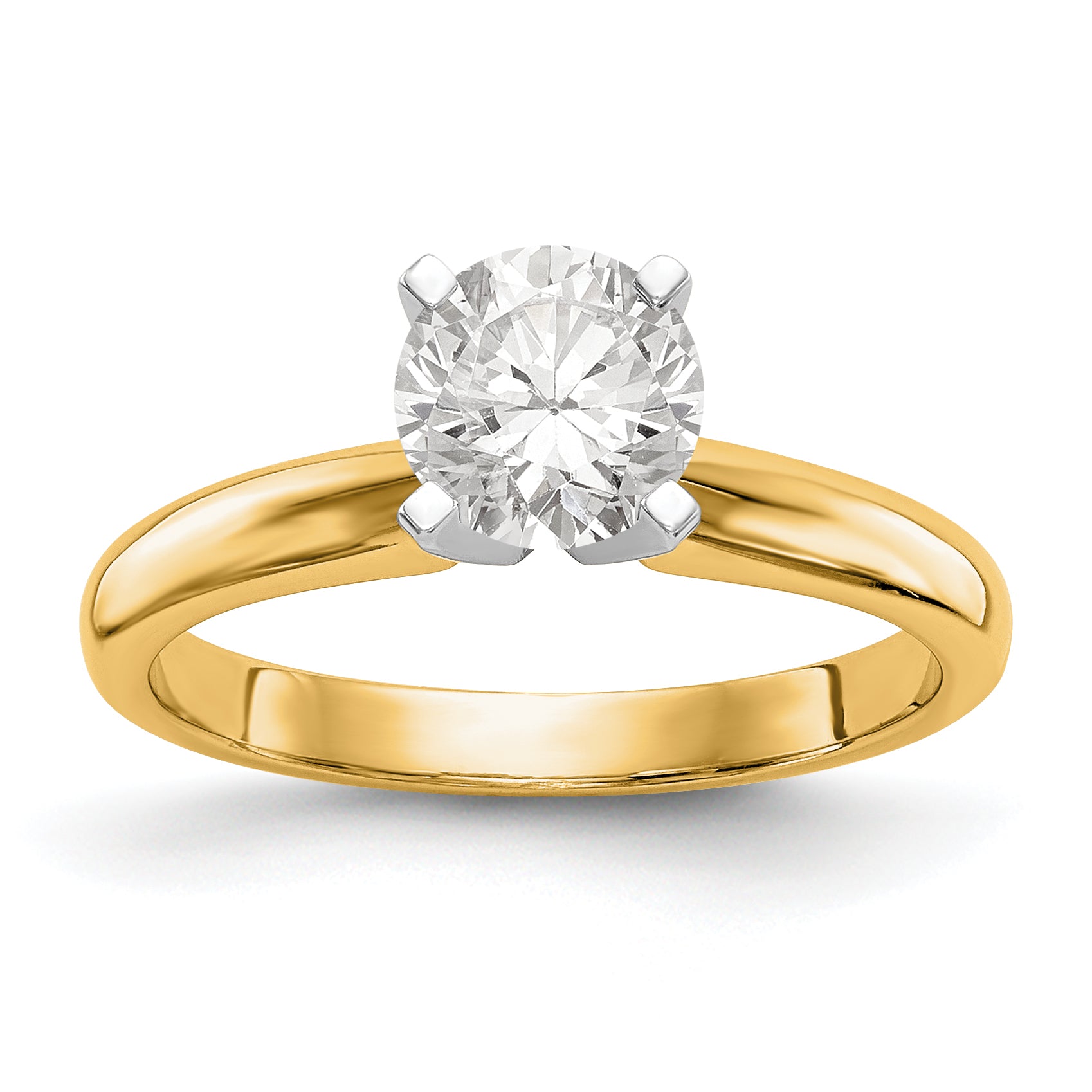 14kTwo-Tone 5/8 carat Medium-Weight Knife Edge/Half-Round 4-Prong Round Solitaire Ring Mounting (No Stone Included)