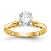 14kTwo-Tone 5/8 carat Medium-Weight Knife Edge/Half-Round 4-Prong Round Solitaire Ring Mounting (No Stone Included)