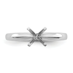 14k White Gold 1 carat Medium-Weight Knife Edge/Half-Round 4-Prong Round Solitaire Ring Mounting (No Stone Included)