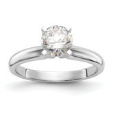 14k White Gold 1 carat Medium-Weight Knife Edge/Half-Round 4-Prong Round Solitaire Ring Mounting (No Stone Included)
