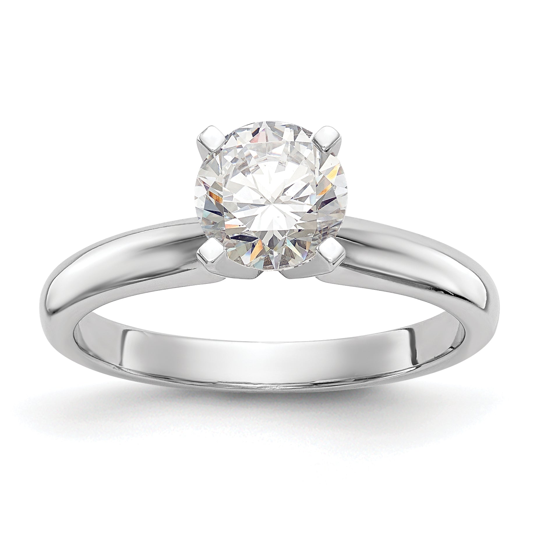14k White Gold 3/4 carat Medium-Weight Knife Edge/Half-Round 4-Prong Round Solitaire Ring Mounting (No Stone Included)