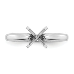 14k White Gold 2 carat Medium-Weight High Shoulder Airline Half-Round 4-Prong Round Solitaire Ring Mounting (No Stone Included)