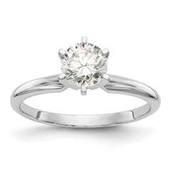 14k White Gold 1/3 carat Lightweight Half-Round 6-Prong Round Solitaire Ring Mounting (No Stone Included)