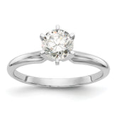 14k White Gold 1/4 carat Lightweight Half-Round 6-Prong Round Solitaire Ring Mounting (No Stone Included)