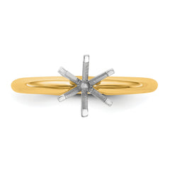14k Two-Tone 1.25 carat Heavy-Weight Half-Round 6-Prong Round Solitaire Ring Mounting (No Stone Included)