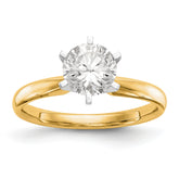 14k Two-Tone 1/2 carat Lightweight Comfort-Fit 6-Prong Round Solitaire Ring Mounting (No Stone Included)