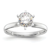 14k White Gold 5/8 carat Lightweight Comfort-Fit 6-Prong Round Solitaire Ring Mounting (No Stone Included)