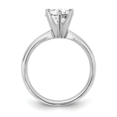 14k White Gold 1/4 carat Medium-Weight Comfort-Fit 6-Prong Round Solitaire Ring Mounting (No Stone Included)