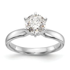 14k White Gold 1/2 carat Medium-Weight Comfort-Fit 6-Prong Round Solitaire Ring Mounting (No Stone Included)
