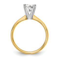 14k Two-Tone 1.25 carat Lightweight Comfort-Fit 4-Prong Round Solitaire Ring Mounting (No Stone Included)