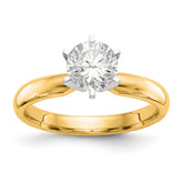 14k Two-Tone 1/3 carat Medium-Weight Low-Shoulder Comfort-Fit 6-Prong Round Solitaire Ring Mounting (No Stone Included)