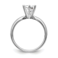 14k White Gold 1/8 carat Medium-Weight Low-Shoulder Comfort-Fit 6-Prong Round Solitaire Ring Mounting (No Stone Included)