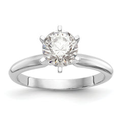 14k White Gold 3/4 carat Lightweight Knife Edge/Half-Round 6-Prong Round Solitaire Ring Mounting (No Stone Included)