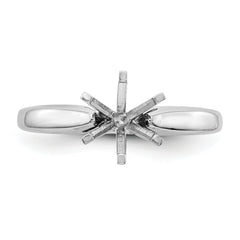 14k White Gold 1/2 carat Medium-Weight High Shoulder Airline Half-Round 6-Prong Round Solitaire Ring Mounting (No Stone Included)