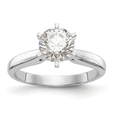 14k White Gold 5/8 carat Medium-Weight High Shoulder Airline Half-Round 6-Prong Round Solitaire Ring Mounting (No Stone Included)