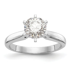 14k White Gold 2 carat Medium-Weight High Shoulder Airline Half-Round 6-Prong Round Solitaire Ring Mounting (No Stone Included)